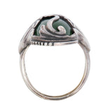 GEORGE JENSEN Retro Sterling Silver Green Agate Ring