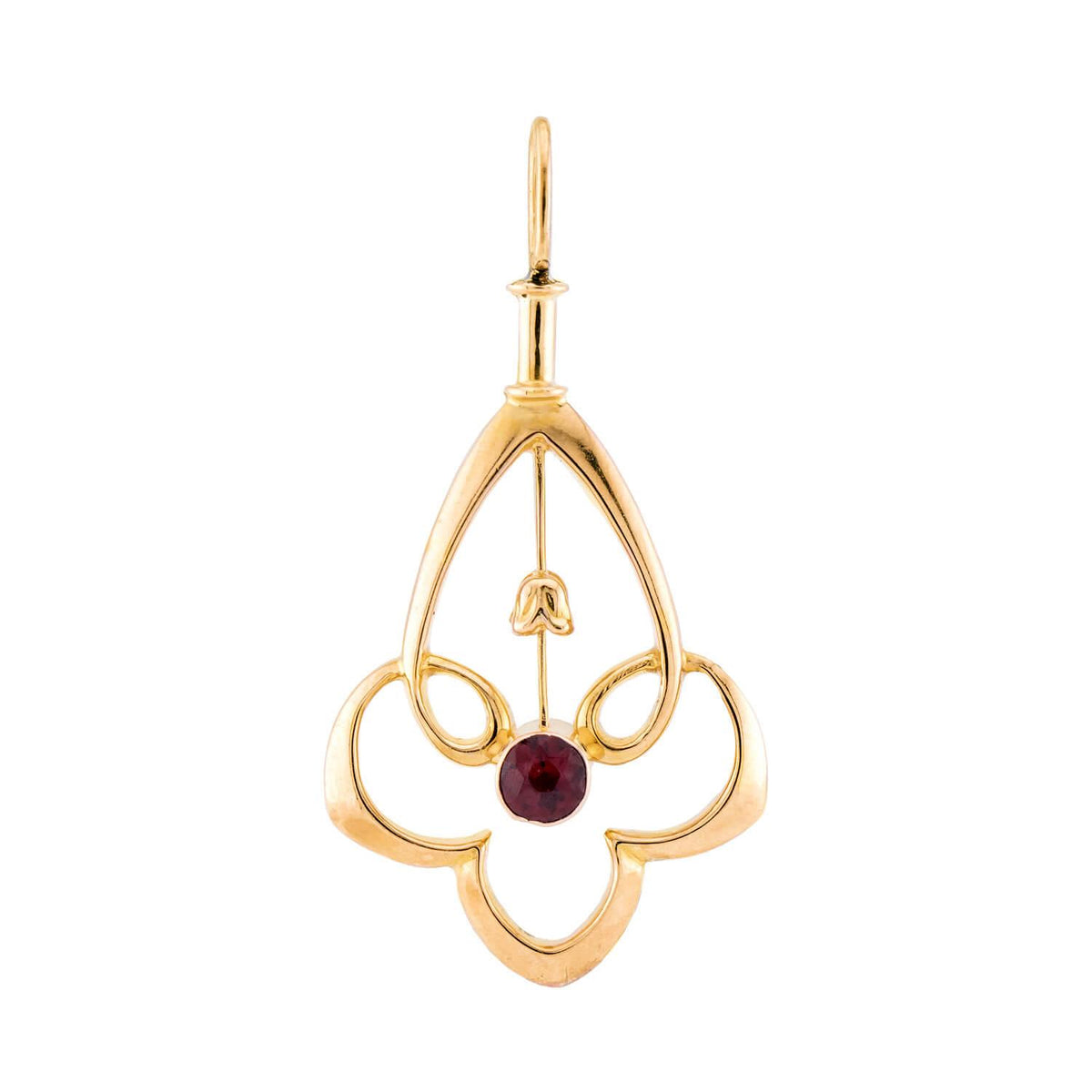 Art Nouveau 18k Garnet Lavalier Pendant