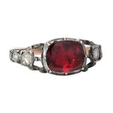 Georgian 14k/Sterling Rose Cut Diamond + Garnet Ring