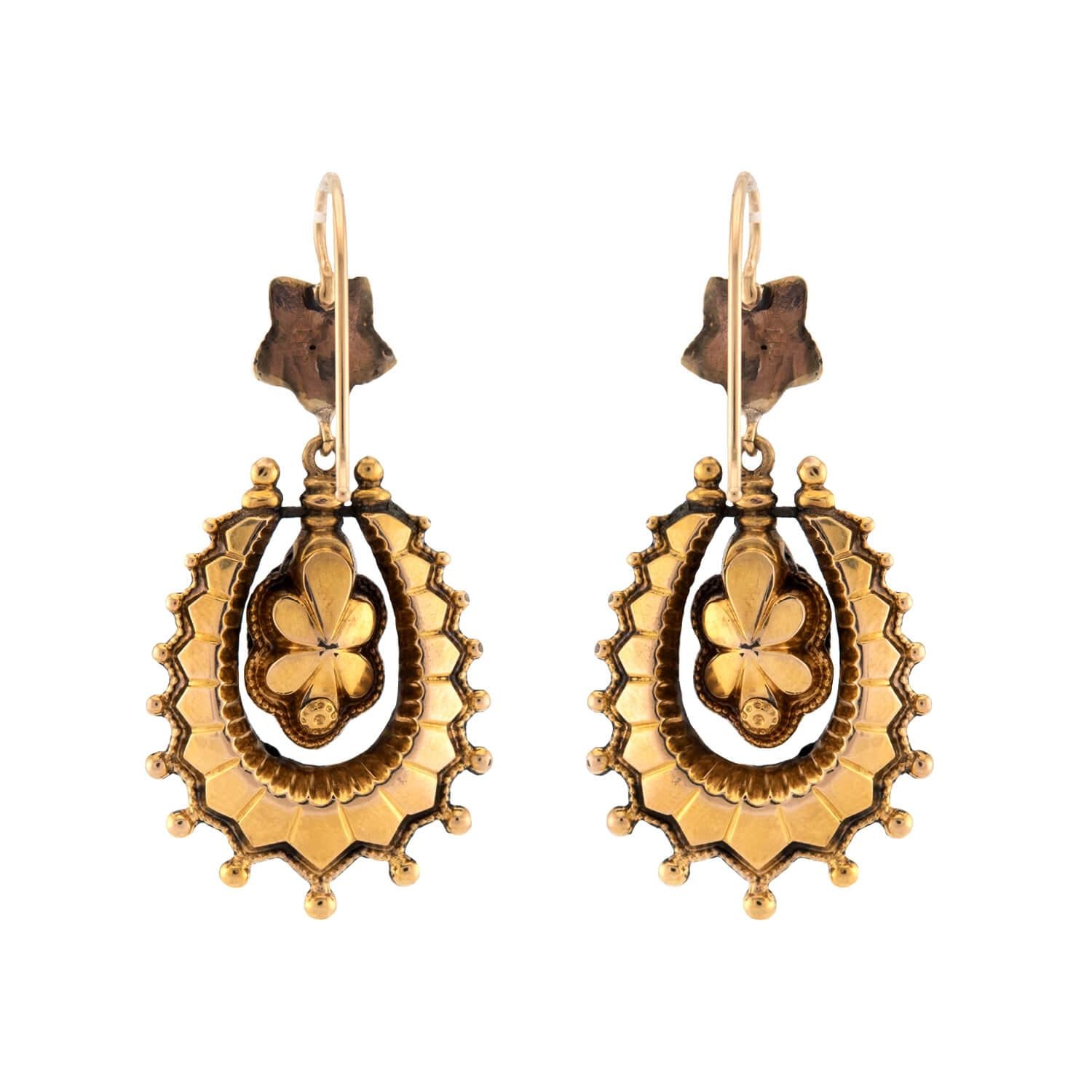 Victorian 14k Garnet Dangle Earrings