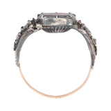Georgian 14k/Sterling Rose Cut Diamond + Garnet Ring
