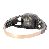 Georgian 14k/Sterling Rose Cut Diamond + Garnet Ring