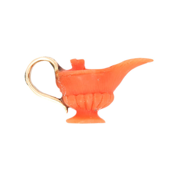Georgian 18k Coral Genie Lamp Charm/Pendant