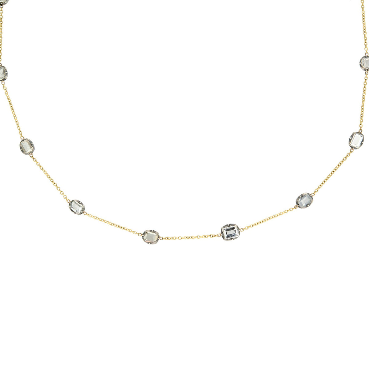 Georgian 14k/Sterling Silver Conversion Table Cut "Diamond by the Yard" Necklace 3+ctw
