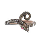 Georgian 15k/Sterling Rose Cut Diamond Snake Ring