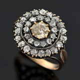 18kt Mine & Rose Cut Diamond Double Halo Cluster Ring 1.90ctw