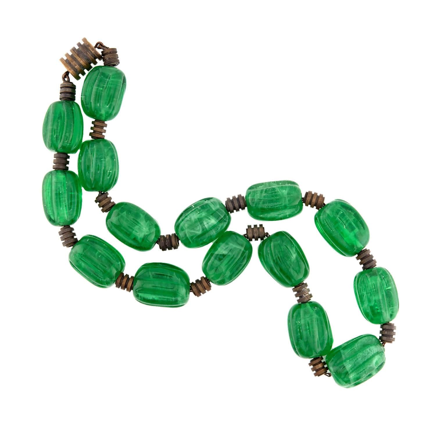 Art Deco Brass and Glass Bead Choker