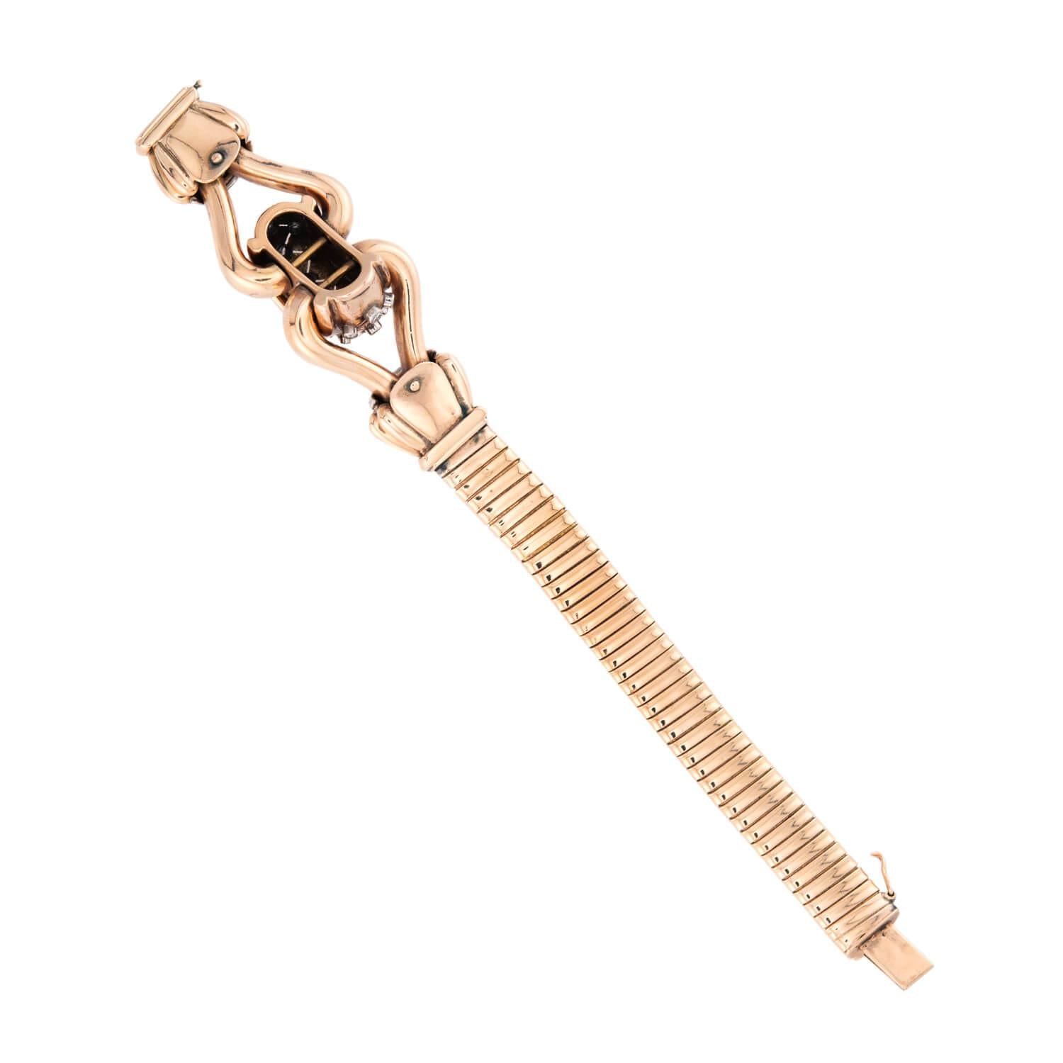 Retro 18k/Platinum Diamond Gooseneck Bracelet