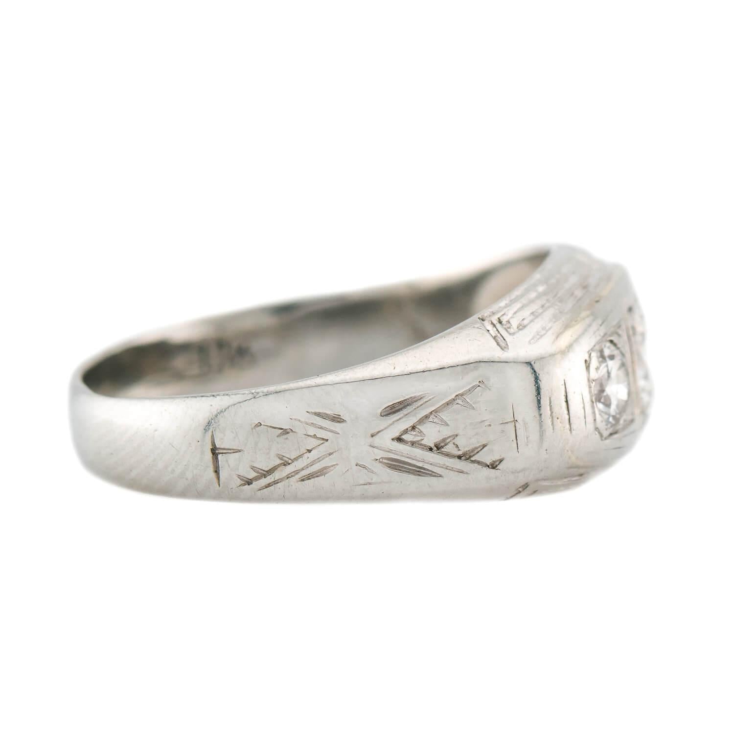 Art Deco 13k Diamond Flush Mount Ring