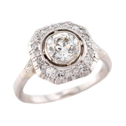Art Deco Platinum Diamond Halo Engagement Ring 1.40ct
