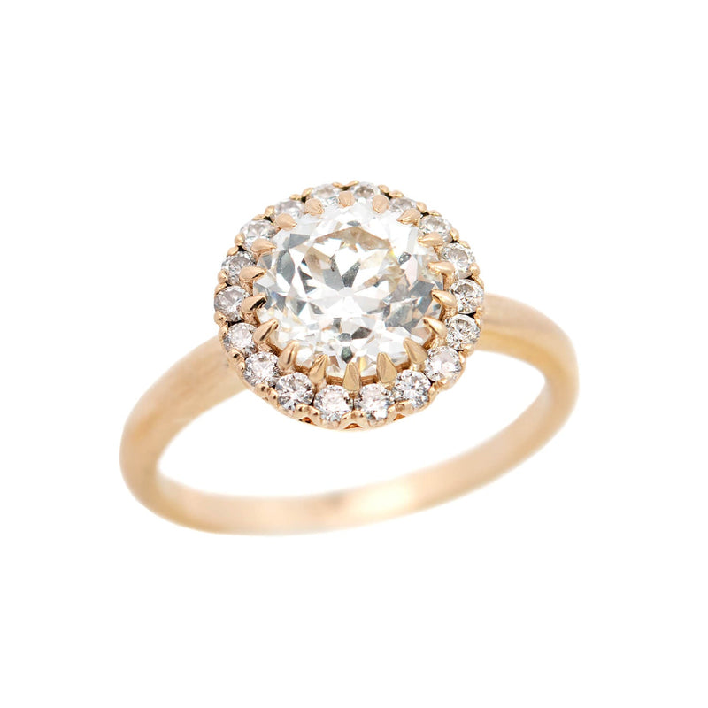 Estate 18k Yellow Gold Diamond Cluster Engagement Ring 1.86ct
