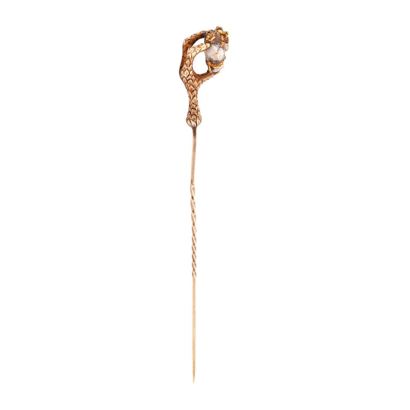 Victorian 18k Quartz Birds Claw Stick Pin