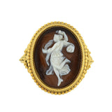 Victorian 18kt Hardstone Agate Cameo "Dancing Muse" Filigree Ring