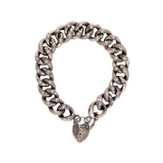 Victorian Sterling Silver Heart Padlock Link Bracelet