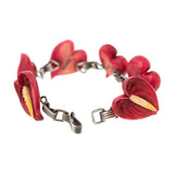 Retro Sterling Silver Ming Anthurium Flower Bracelet