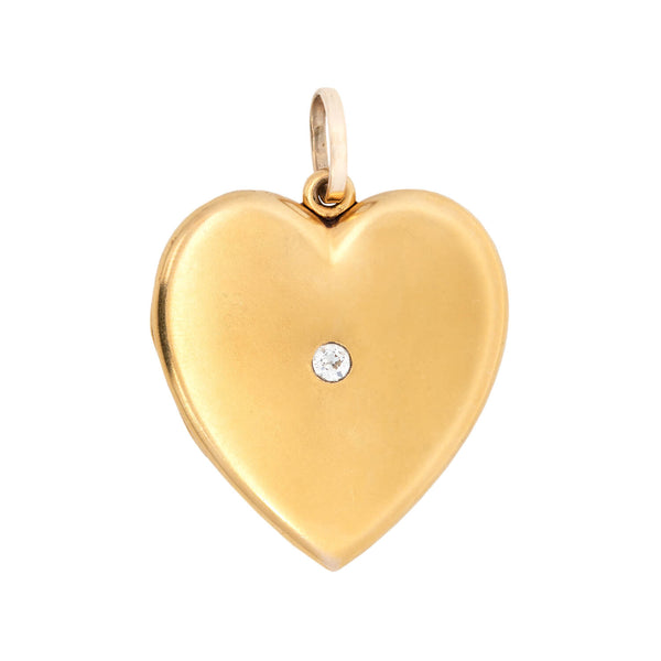 Victorian 14k Mine Cut Diamond Heart Locket