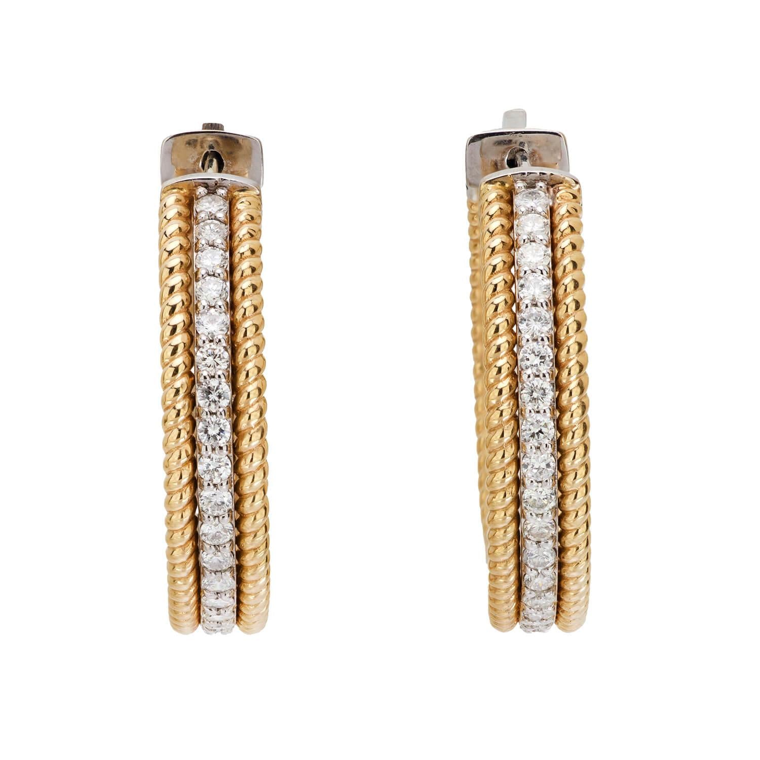 Estate 14k Diamond "Inside-Out" Hoop Earrings