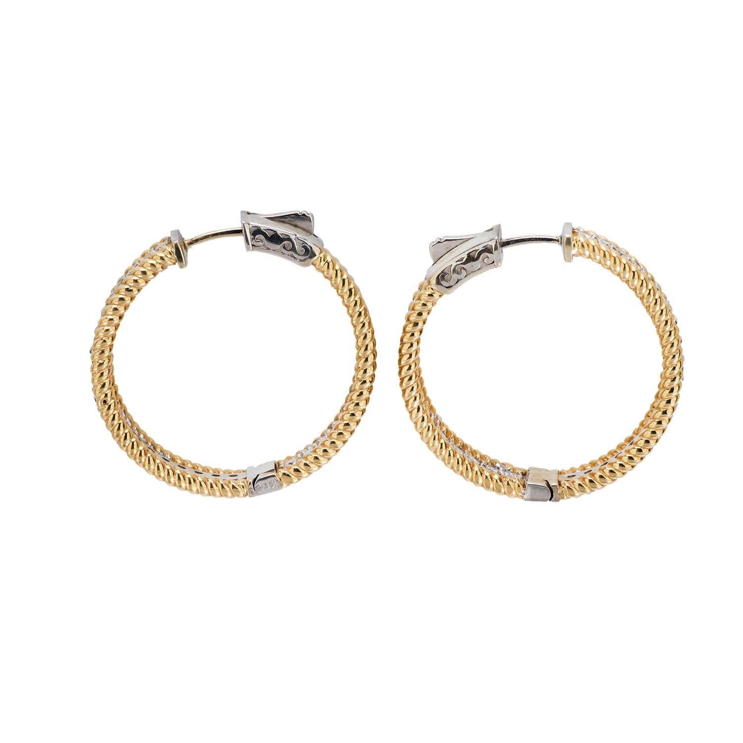 Estate 14k Diamond "Inside-Out" Hoop Earrings