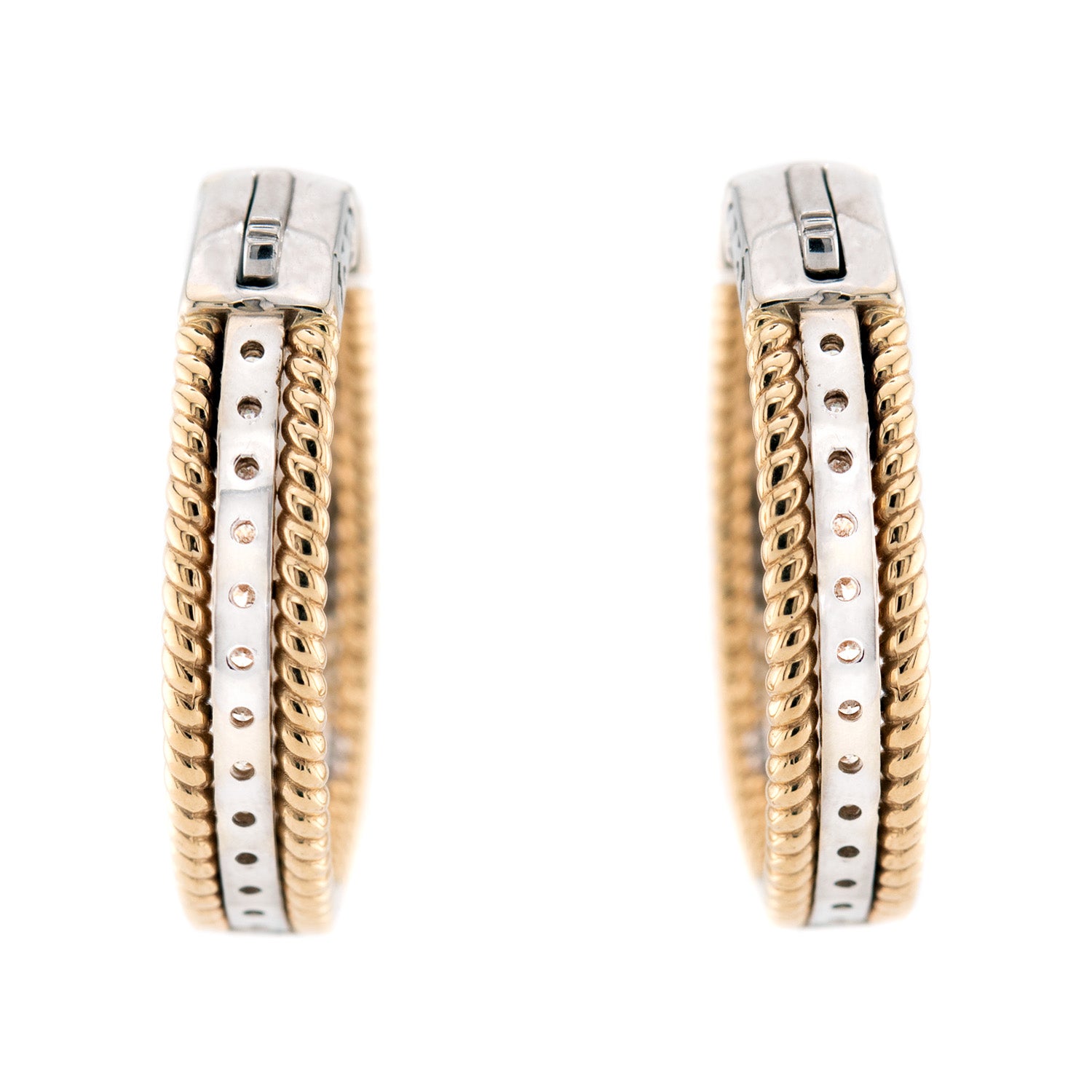 Estate 14k Diamond "Inside-Out" Hoop Earrings