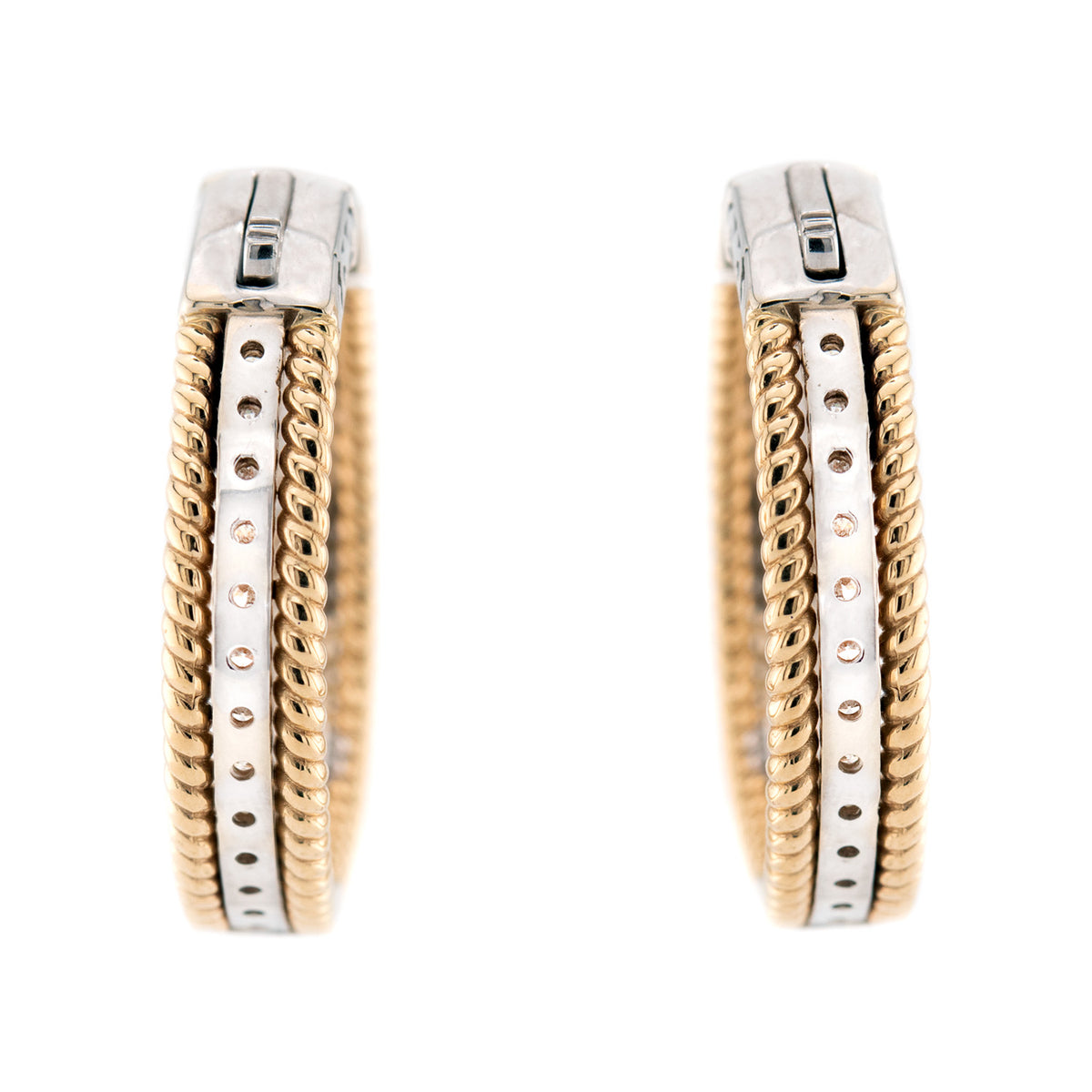 Estate 14k Diamond "Inside-Out" Hoop Earrings