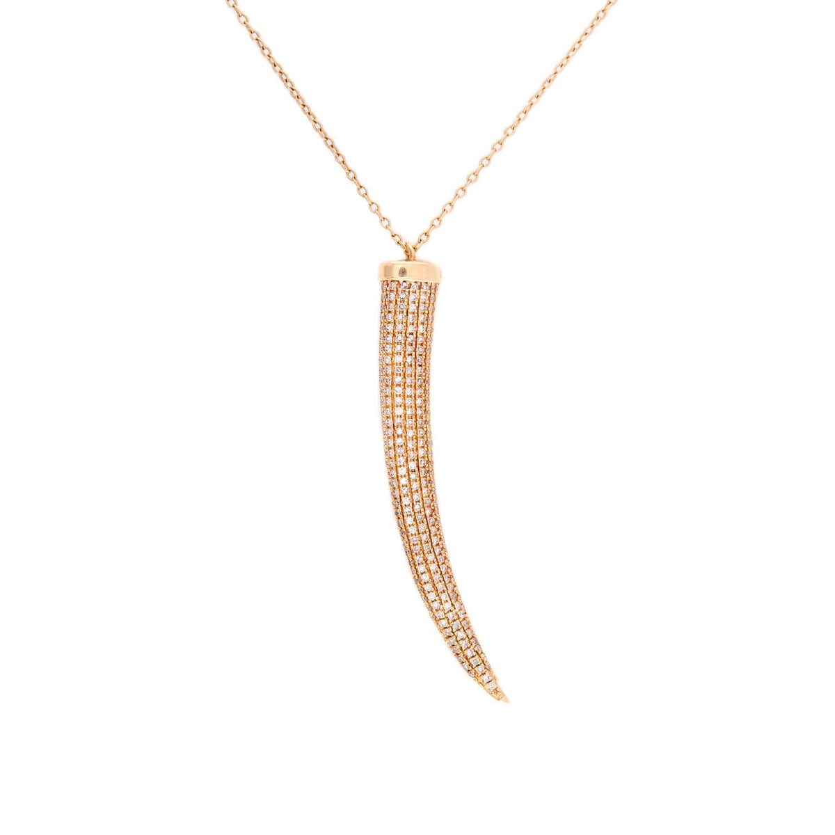Estate 14k Diamond Horn Pendant Necklace
