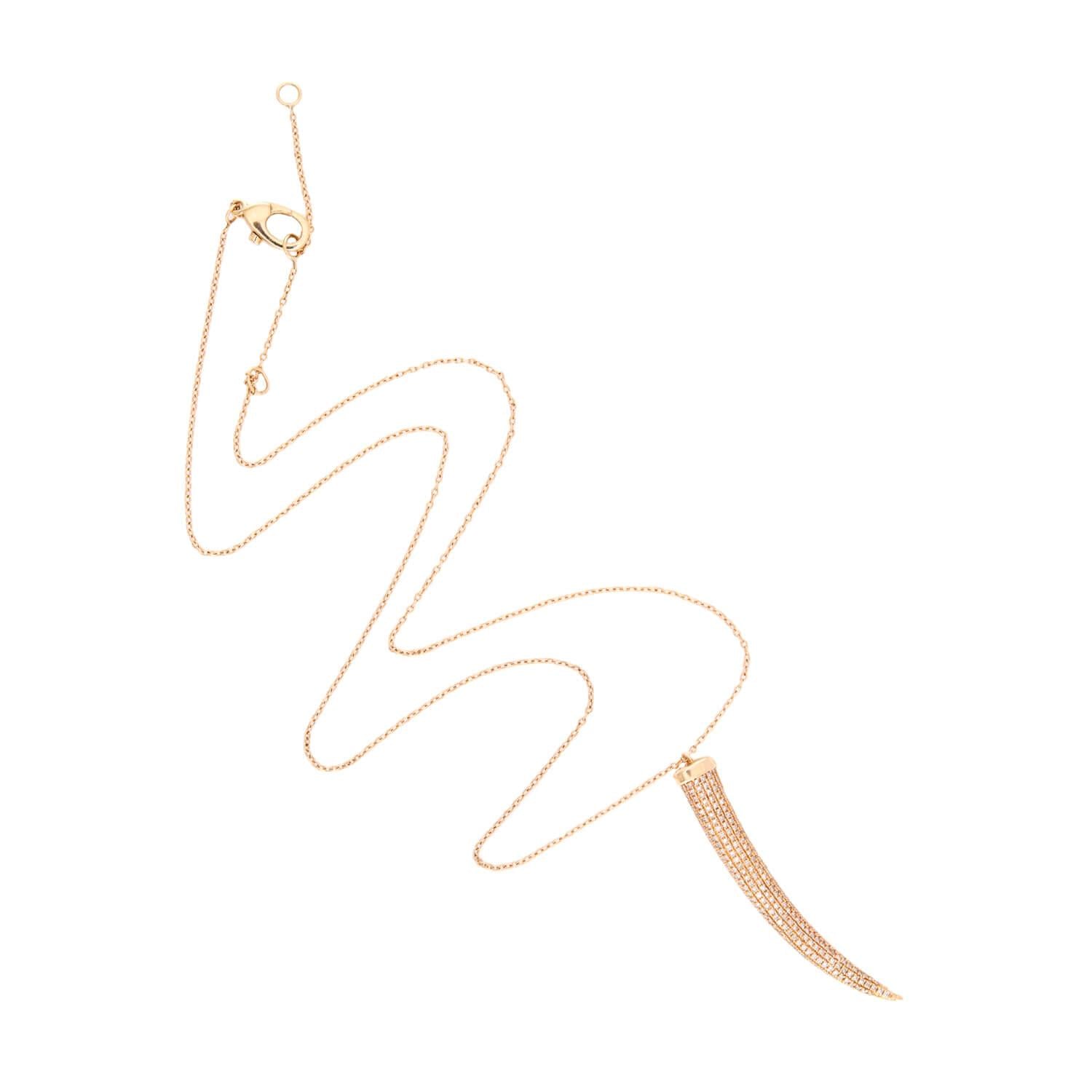 Estate 14k Diamond Horn Pendant Necklace