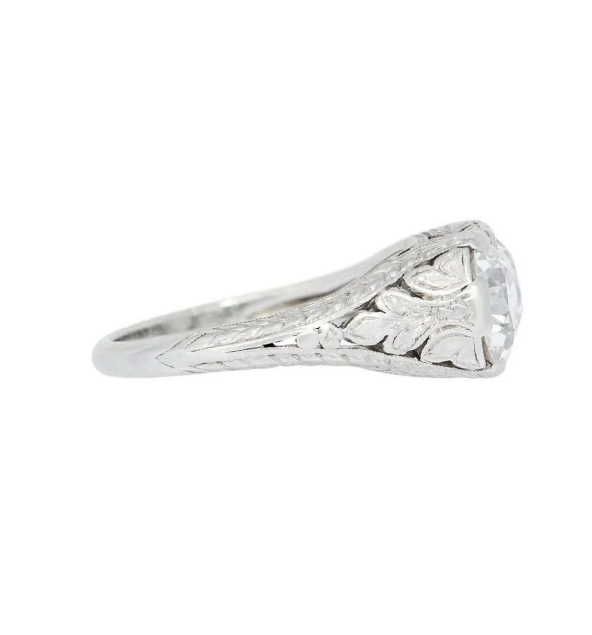 Art Deco Platinum Diamond 2 Stone Engagement Ring 2.20ctw