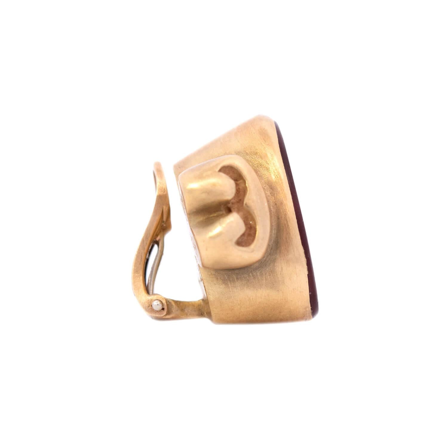 VAHE NALTCHAYAN  Estate 18k Carnelian Intaglio Earrings