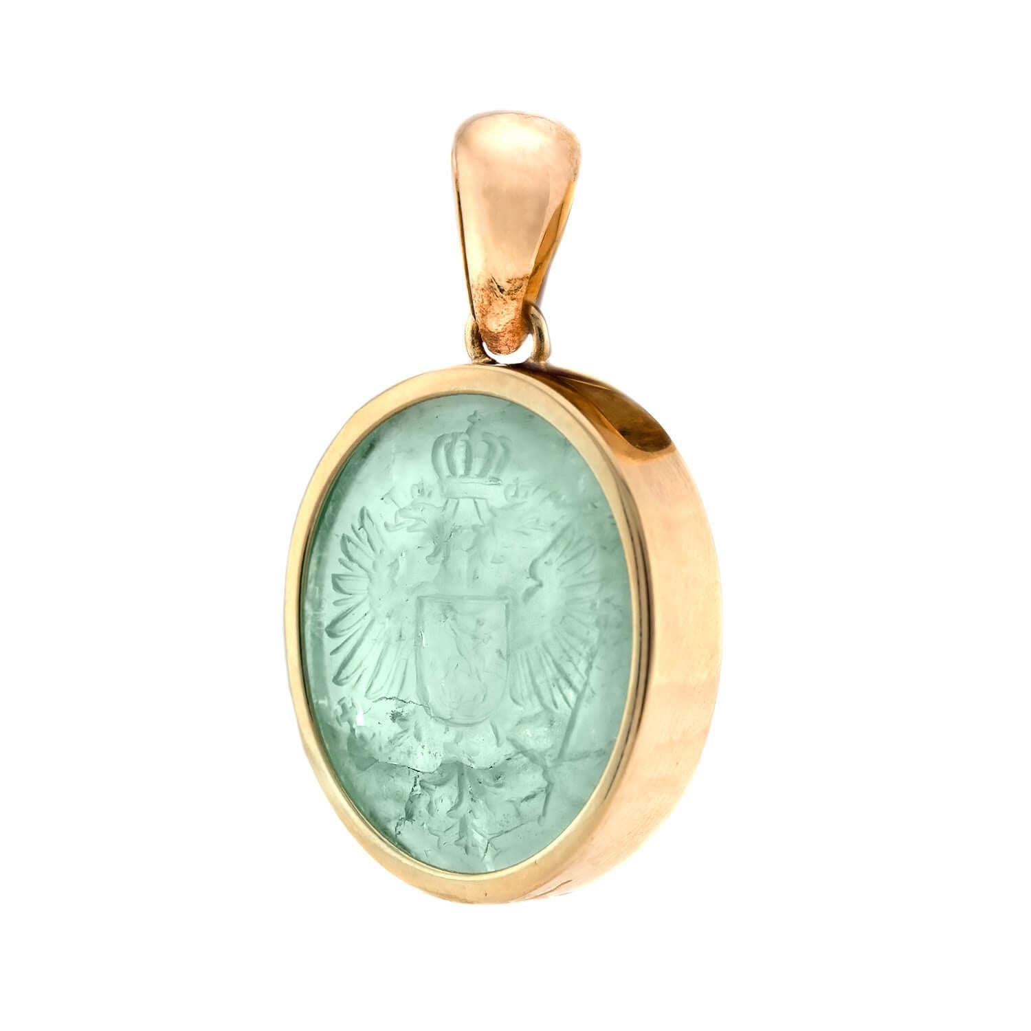 Victorian 18k Emerald Intaglio Pendant