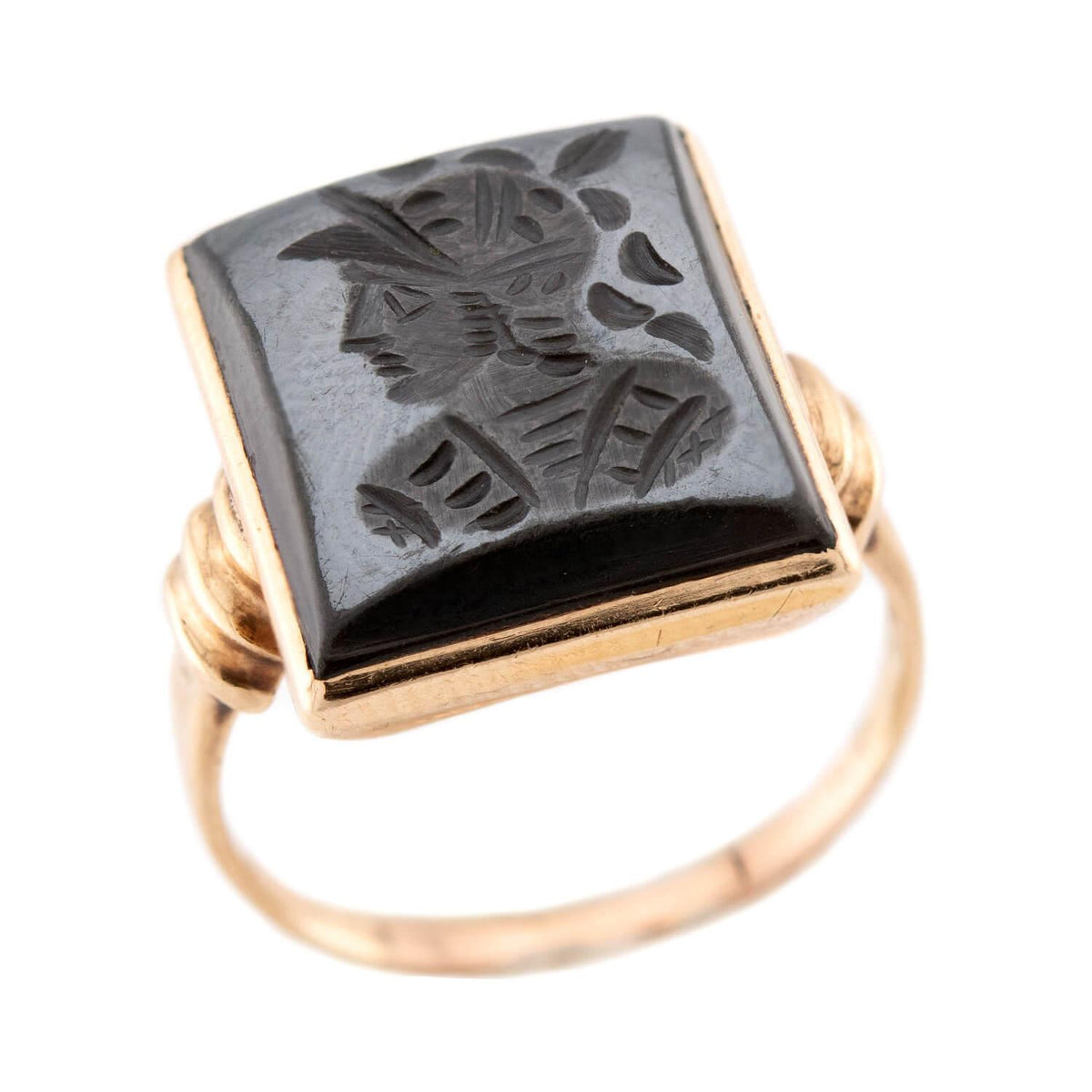 Vintage Intaglio Hemitate Cameo Gold Mesh Belt Hematite Cameo Ring - Etsy main image 4