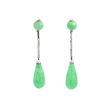 Art Deco Platinum Jade Dangle Earrings