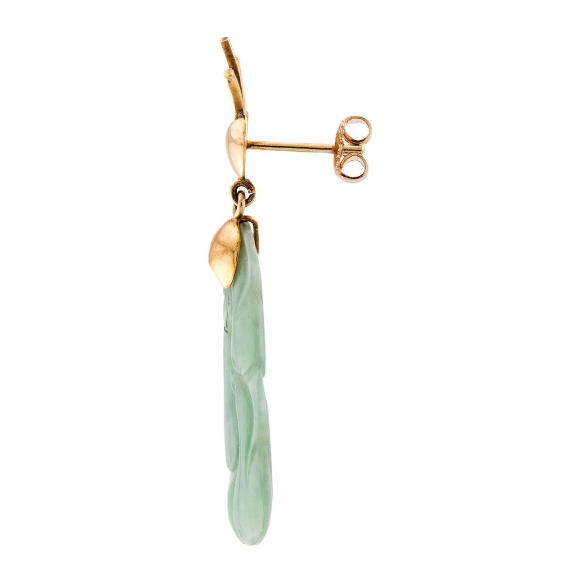 Estate 14k Carved Jade Earrings
