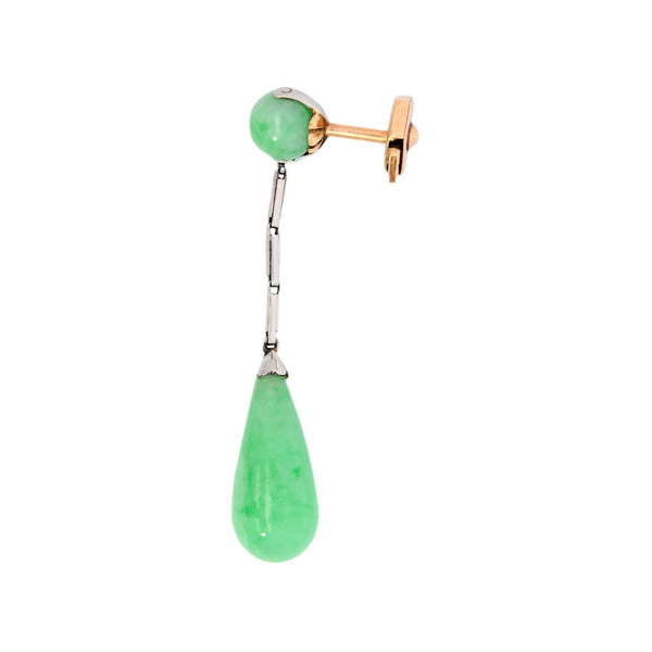 Art Deco Platinum Jade Dangle Earrings