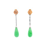 Art Deco Platinum Jade Dangle Earrings