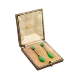 Art Deco Platinum Jade Dangle Earrings