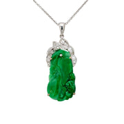 Estate 18k Jade and Diamond Pendant Necklace