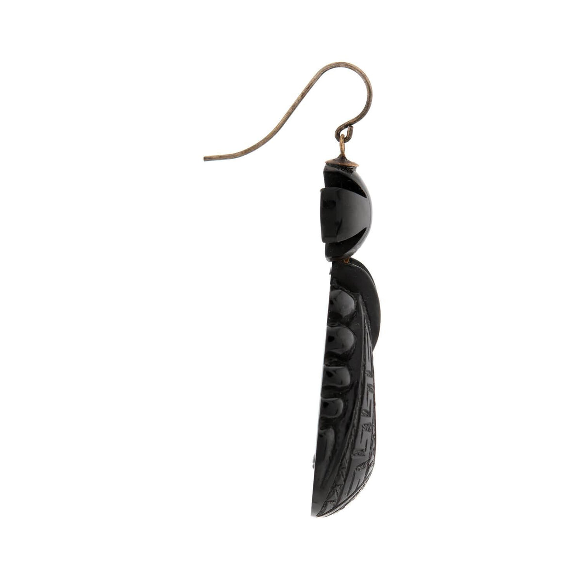 Victorian Brass Jet Dangle Earrings