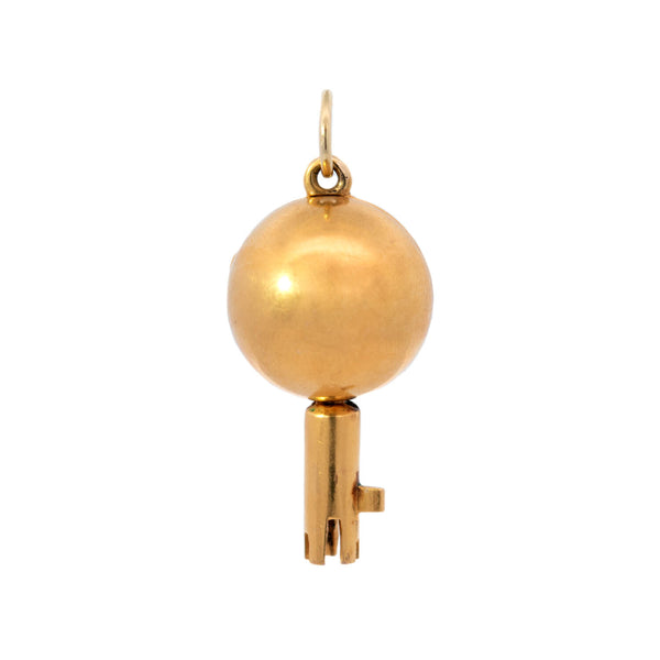 Rare Hidden Key Victorian 18k Ball Pendant