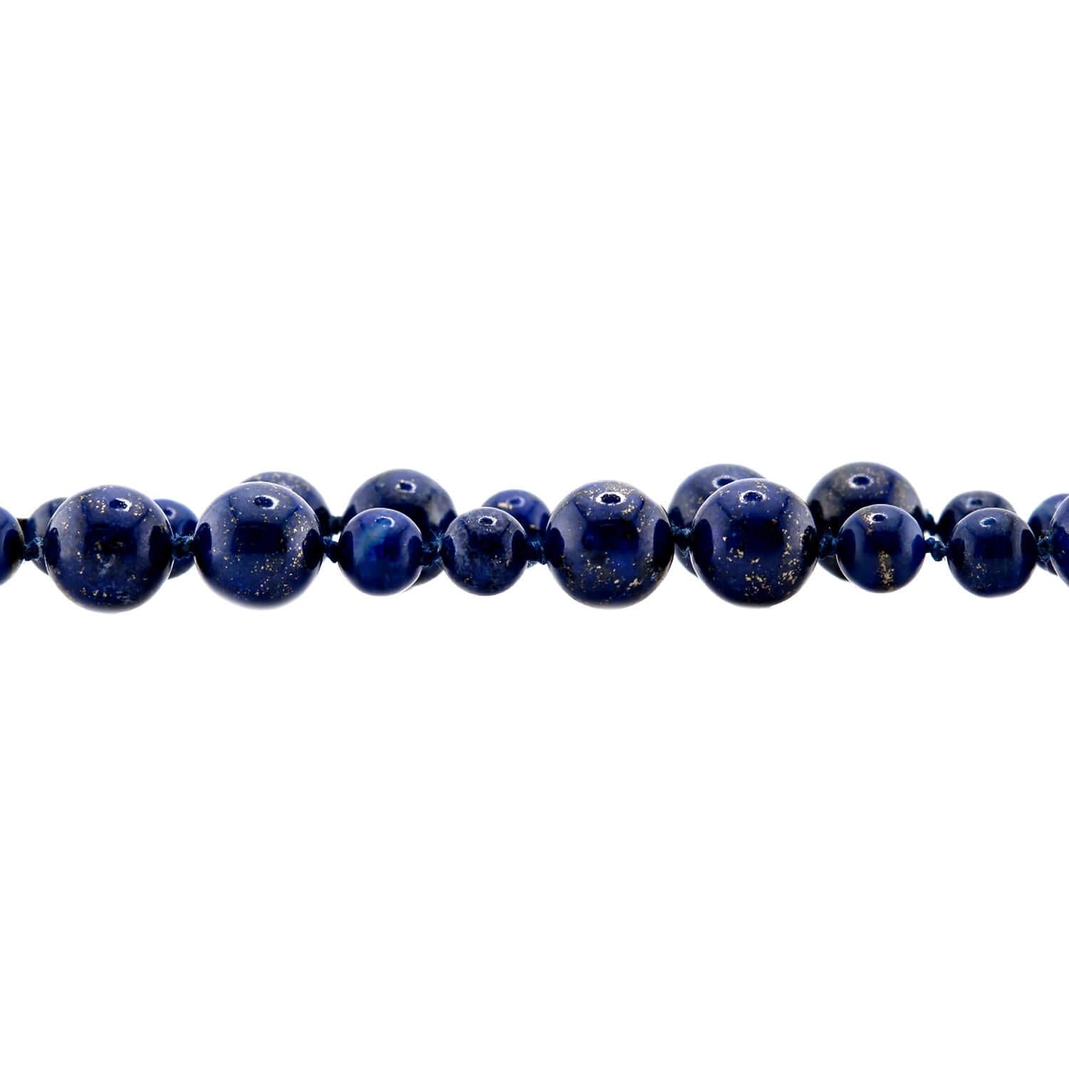 Vintage Lapis Bead Necklace 28"