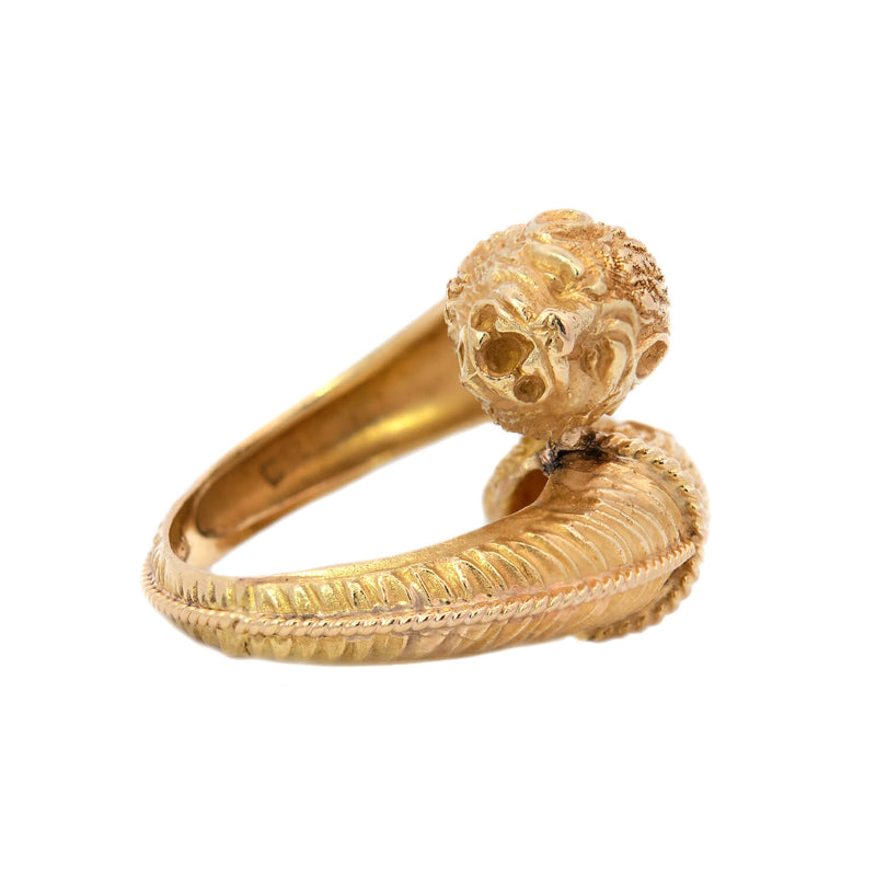 Estate 18k "Lalaounis" Double Lion Head Ring