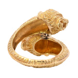 Estate 18k "Lalaounis" Double Lion Head Ring