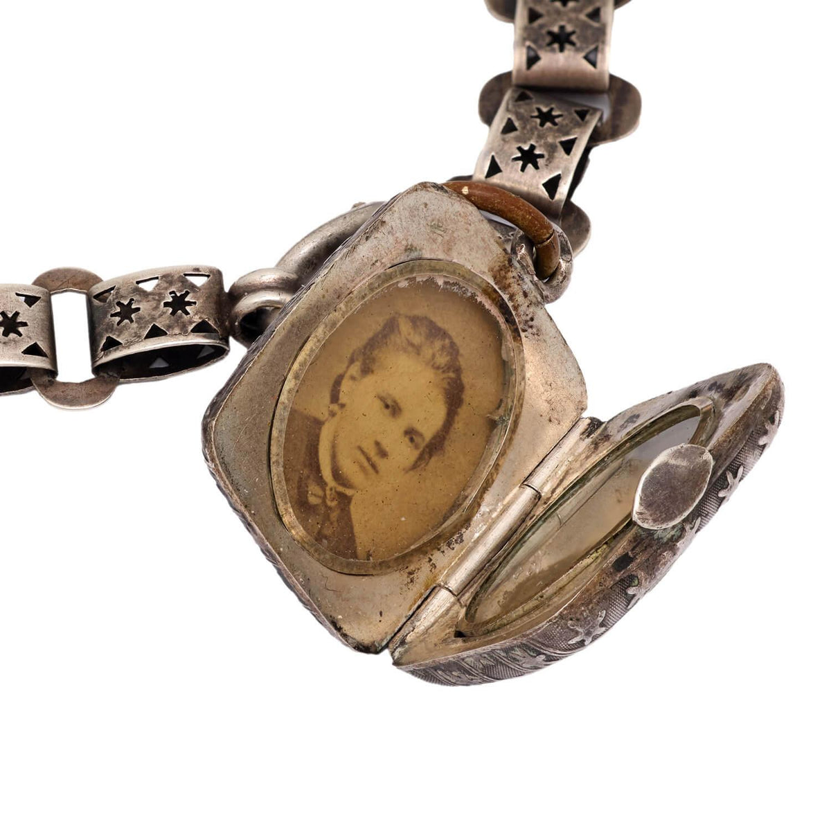 Victorian Sterling Silver Locket Book Chain Locket Necklace