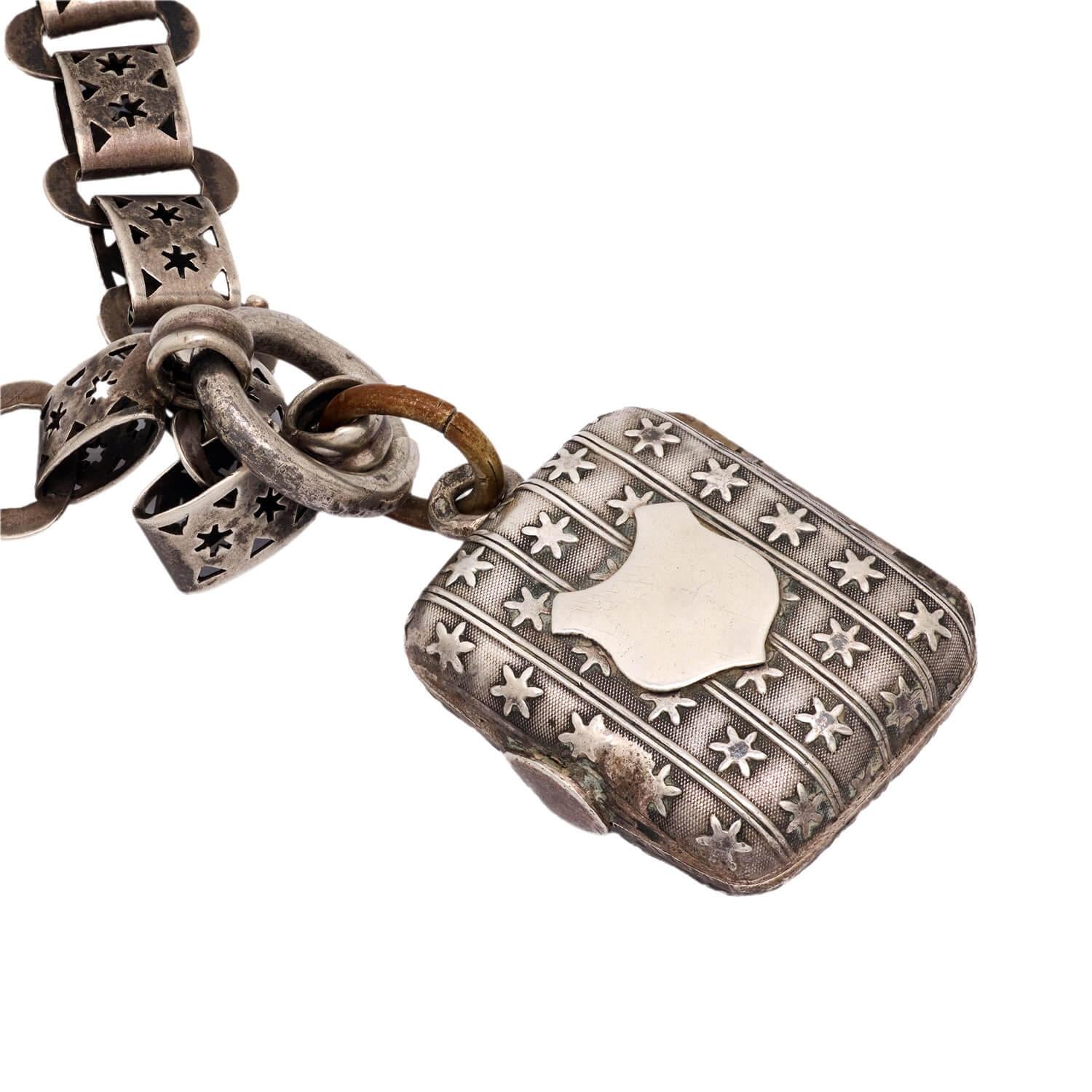 Victorian Sterling Silver Locket Book Chain Locket Necklace