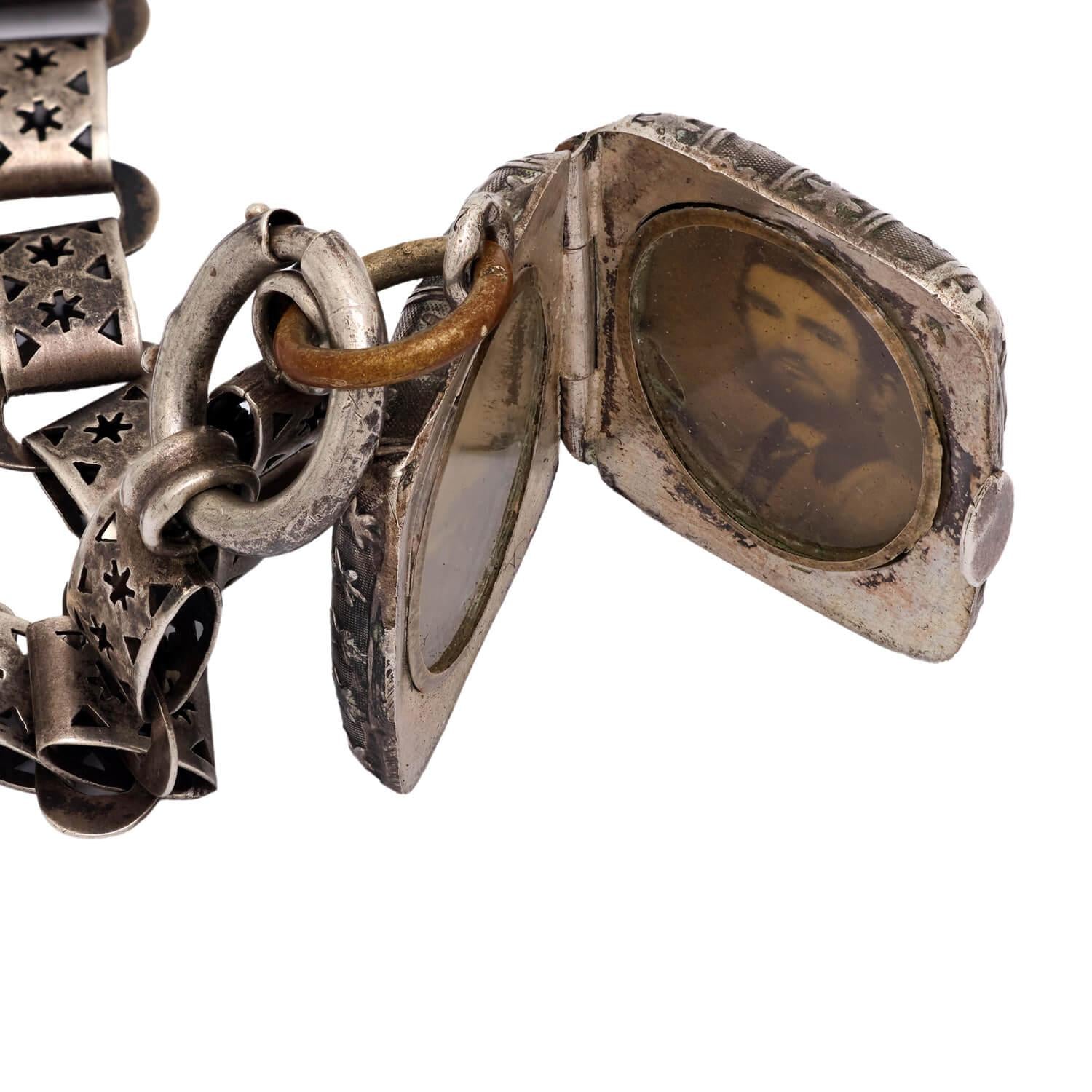 Victorian Sterling Silver Locket Book Chain Locket Necklace