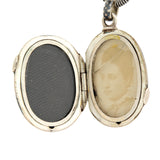 Late Victorian Silver &  9k Gold Niello Locket
