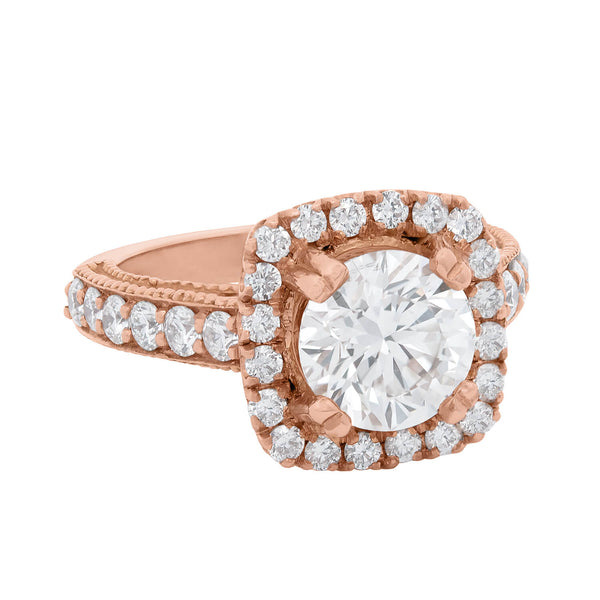 Estate 14k Rose Gold Diamond Engagement Ring 1.51ct