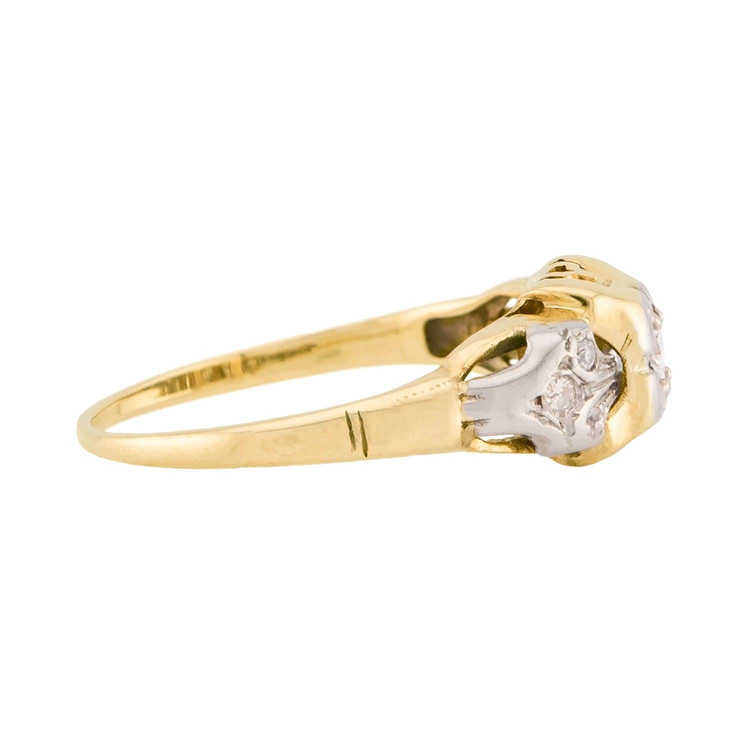 Art Deco 14k Diamond Engagement Ring 0.15ct