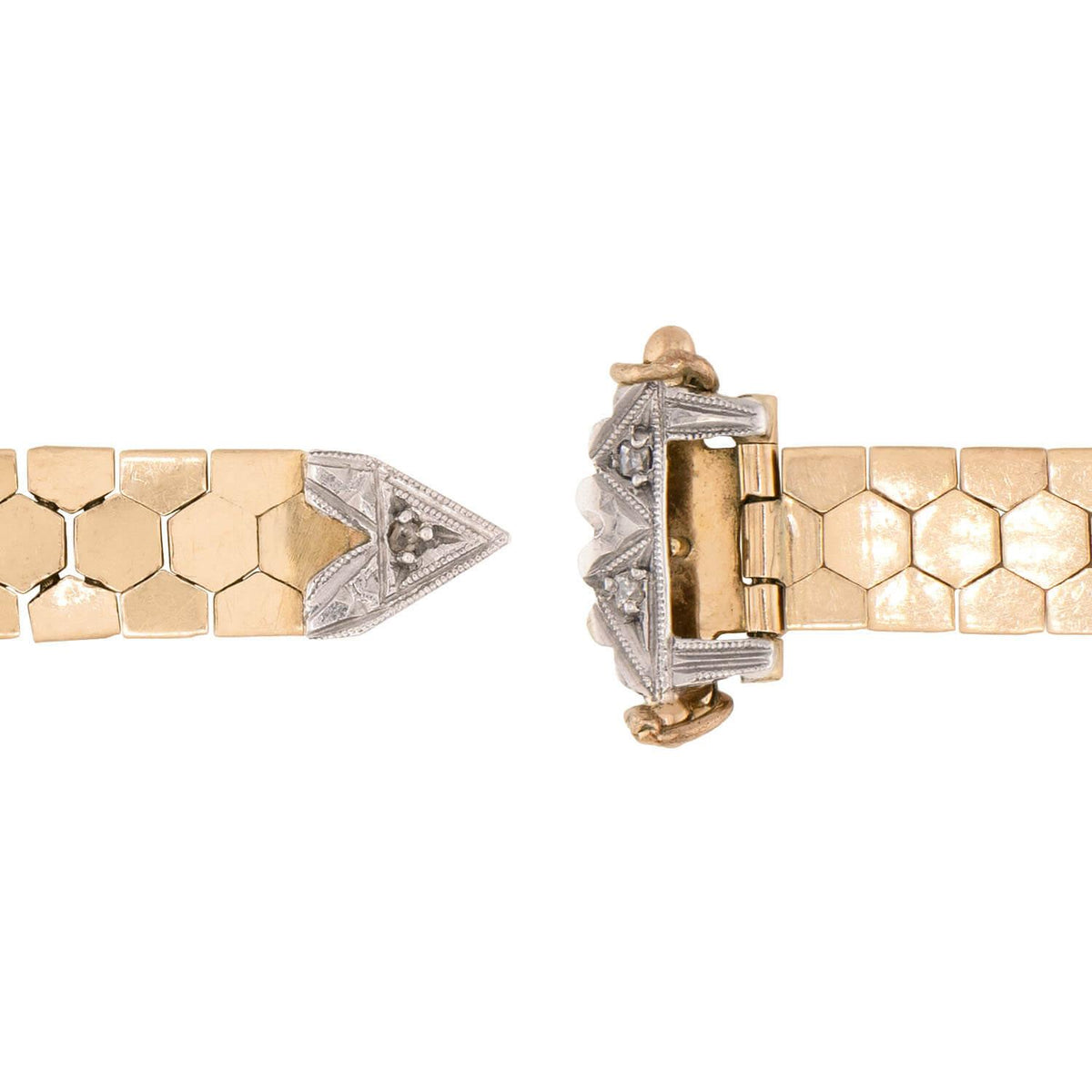 Retro 14k Diamond Adjustable Buckle Ring