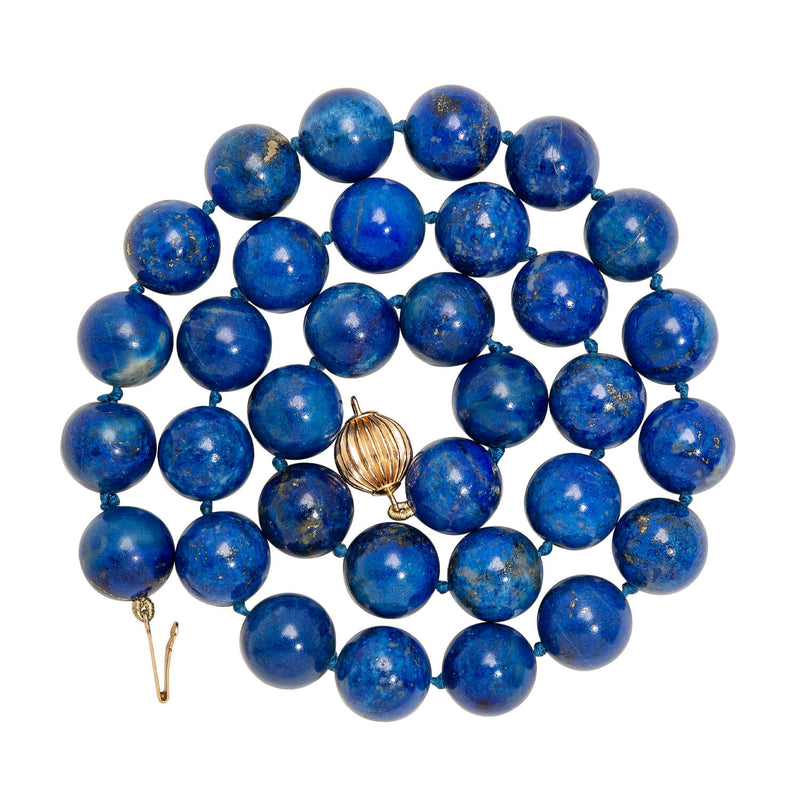 Estate 14k Lapis Lazuli Bead Necklace 18"