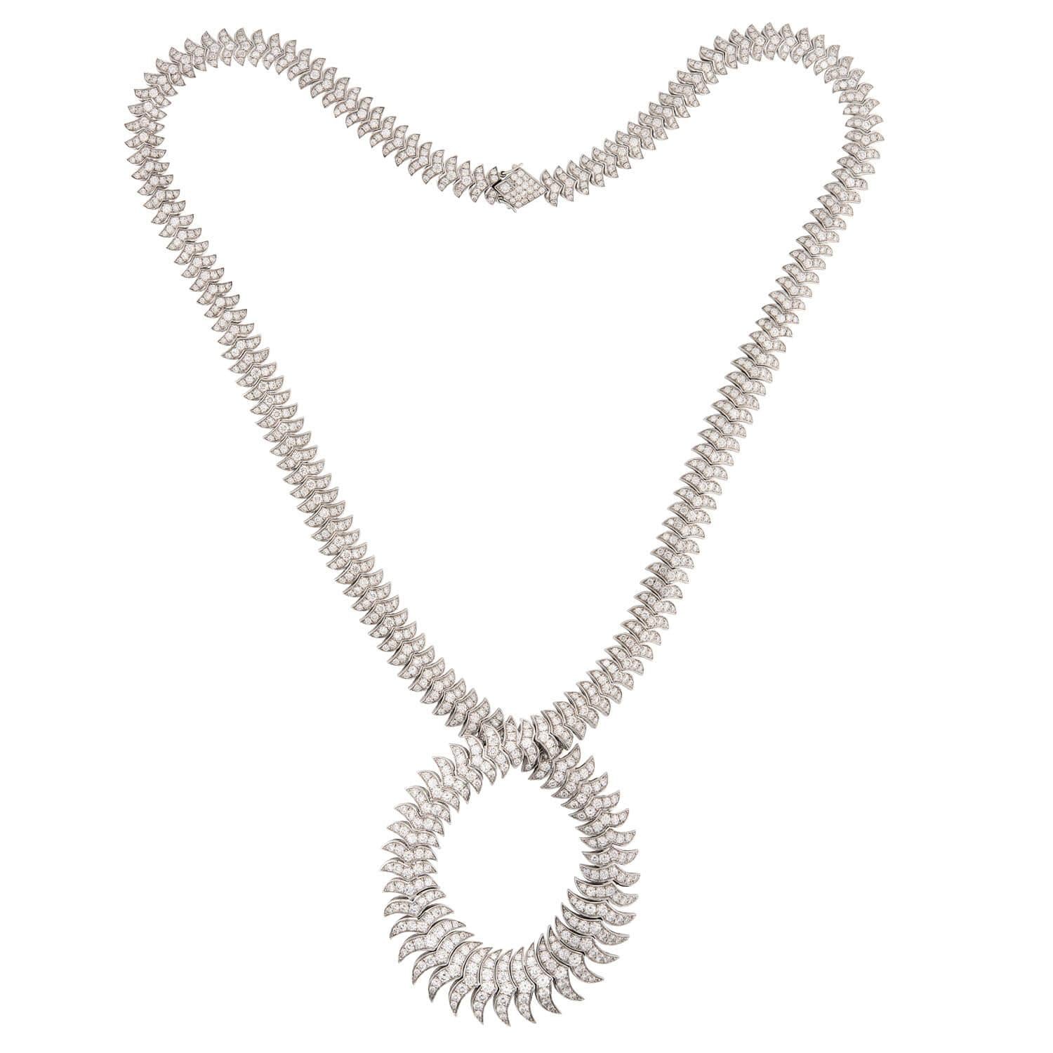 Estate 18k Diamond Twist Necklace